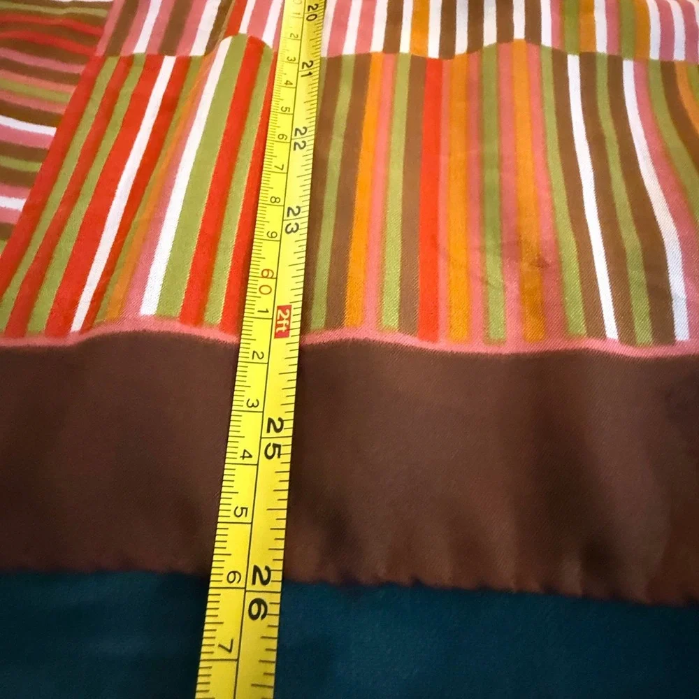 Vintage Made in Italy Striped Scarf Brown Orange Green‎ Pink Polyester 26x26